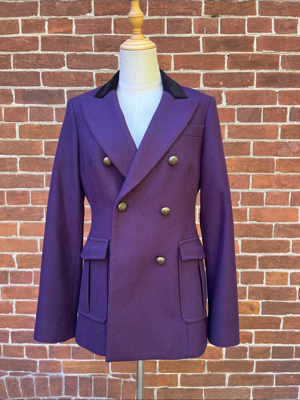 Pink Tartan Purple 100% Wool Double Breasted Blazer Jacket